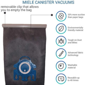 Hygieia Reusable Vacuum Cloth Bag - For Miele Models that take GN or FJM Bags