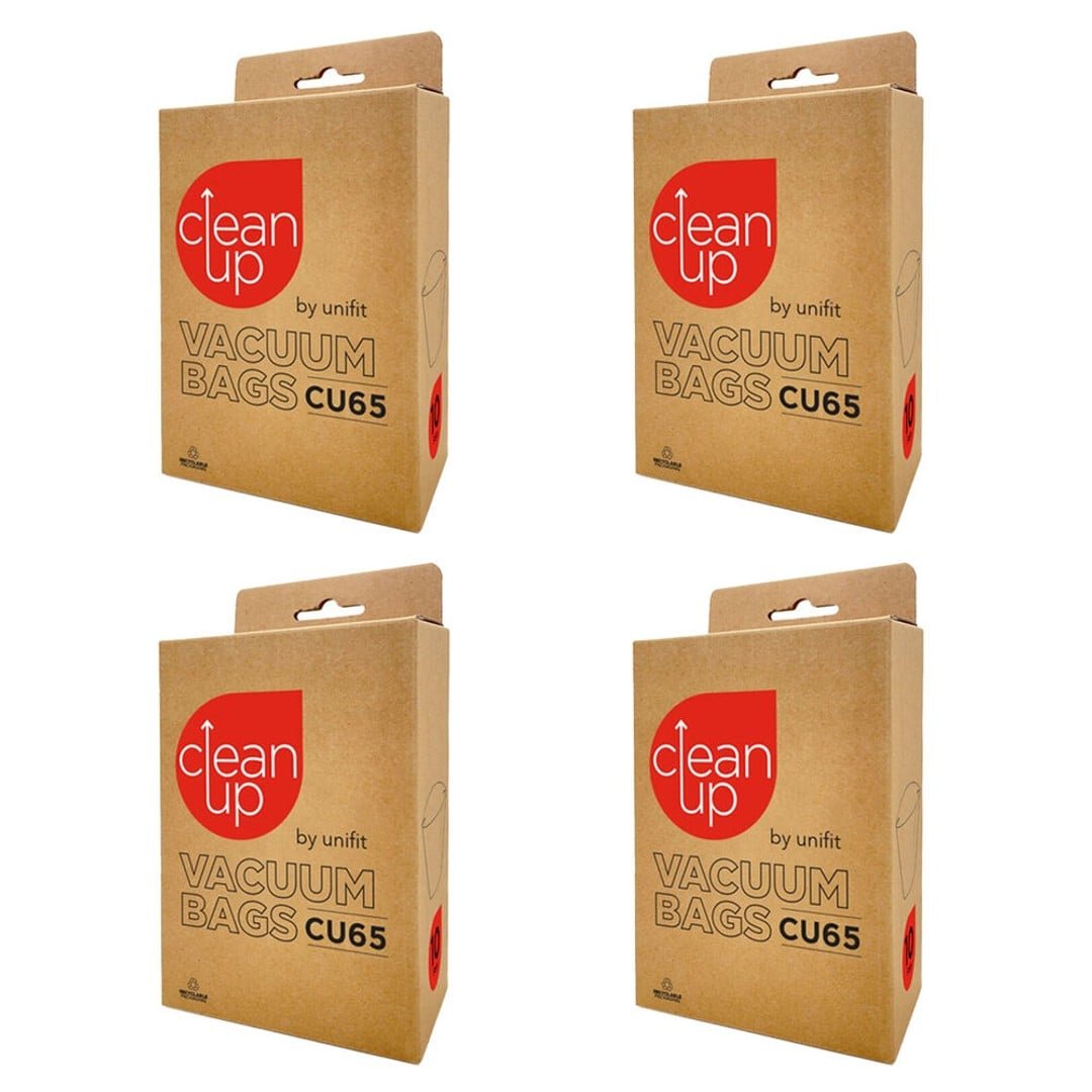4x 10pc CleanUp CU65 Replacement Vacuum Bags Set Pro Series Cleaners White