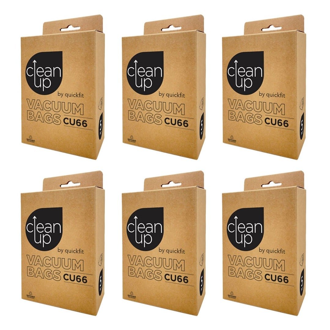 6x 5pc CleanUp CU66 Replacement Vacuum Bags Set for Hako Rocket Vac Xp White