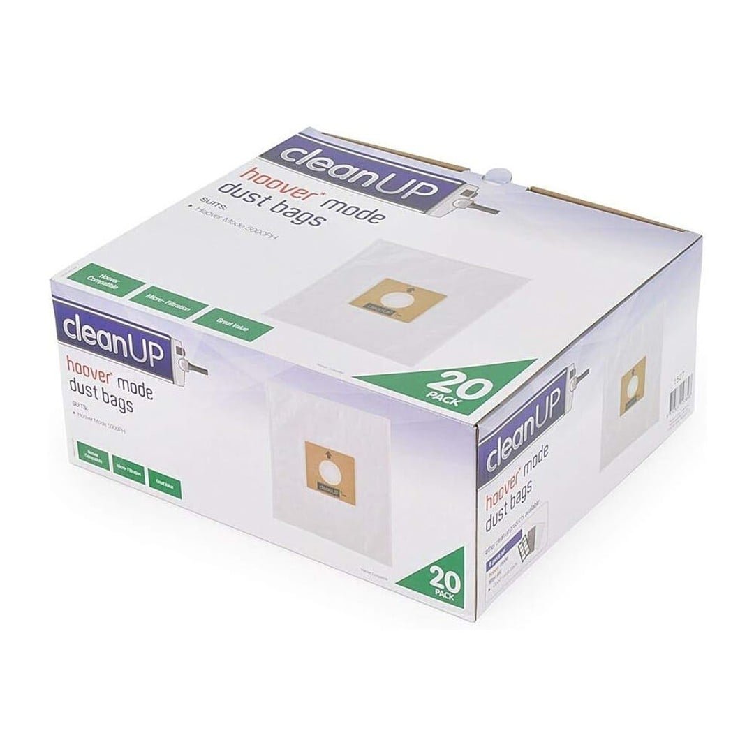 20pc CleanUp Hoover Action Mode Vacuum Bags with Micro-Filtration White