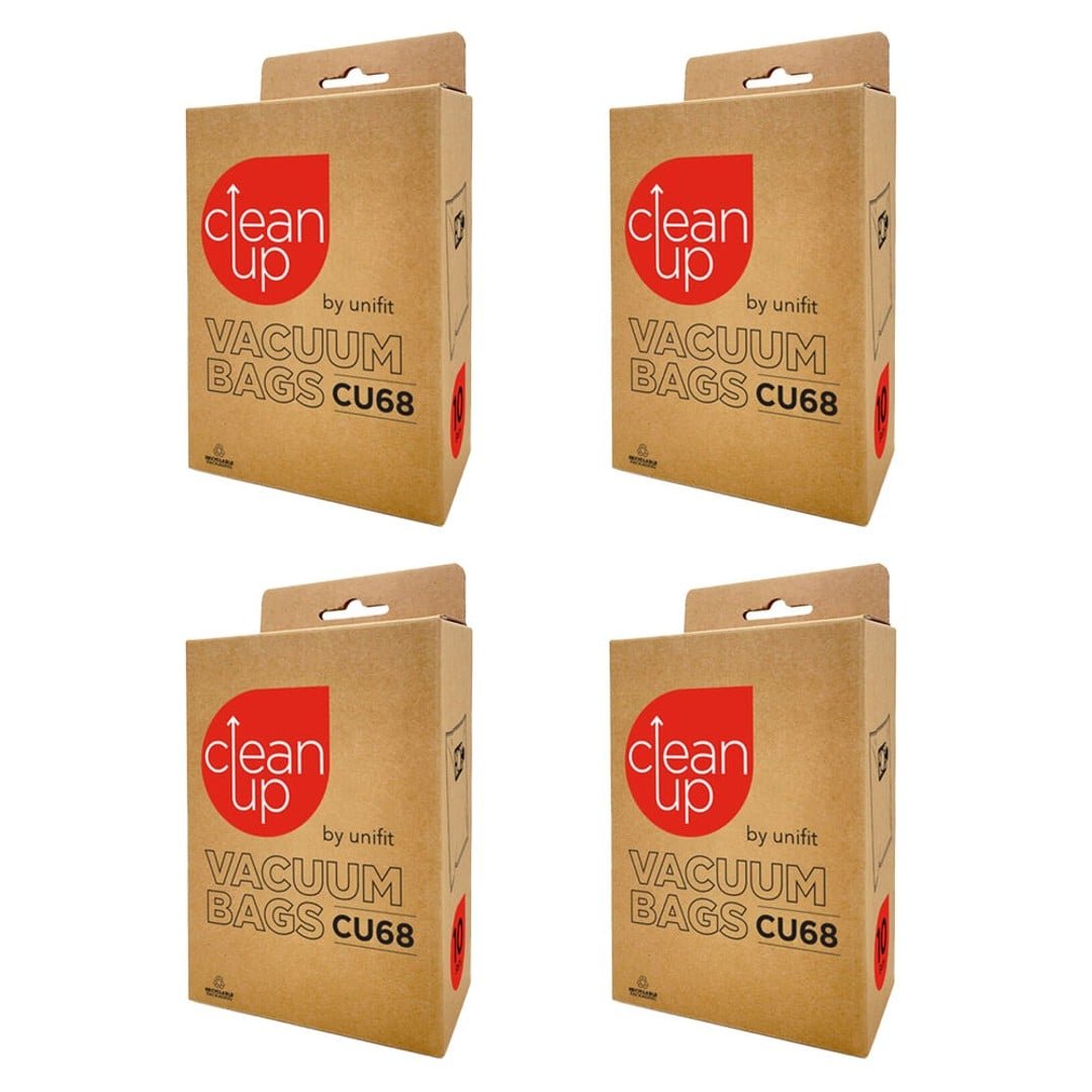 4x 10pc CleanUp CU68 Replacement Vacuum Cleaner Bags for Numatic Models White